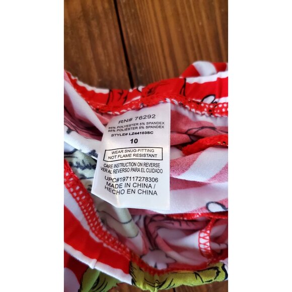 Dr. Seuss Go Grinch Or Go Home Kids PJ Set Long Sleeve Red Striped Pants Size 10 - Picture 6 of 7